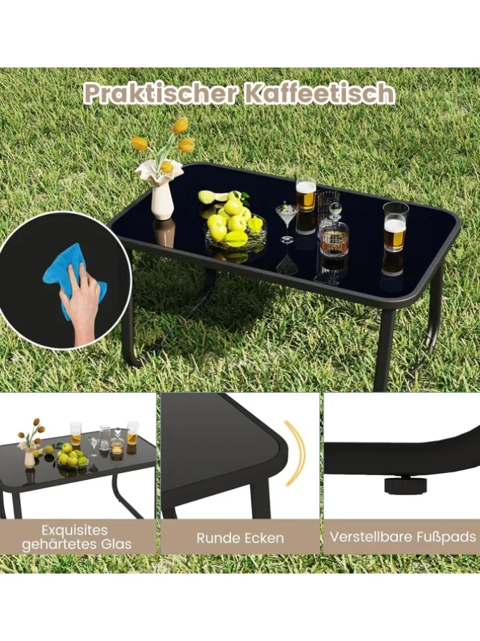 4 tlg. Gartenmöbel Set mit Schaukelfunktion in Braun