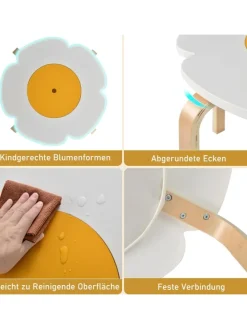 5 tlg. Kindertisch-Set mit 4 Stühlen in Bunt