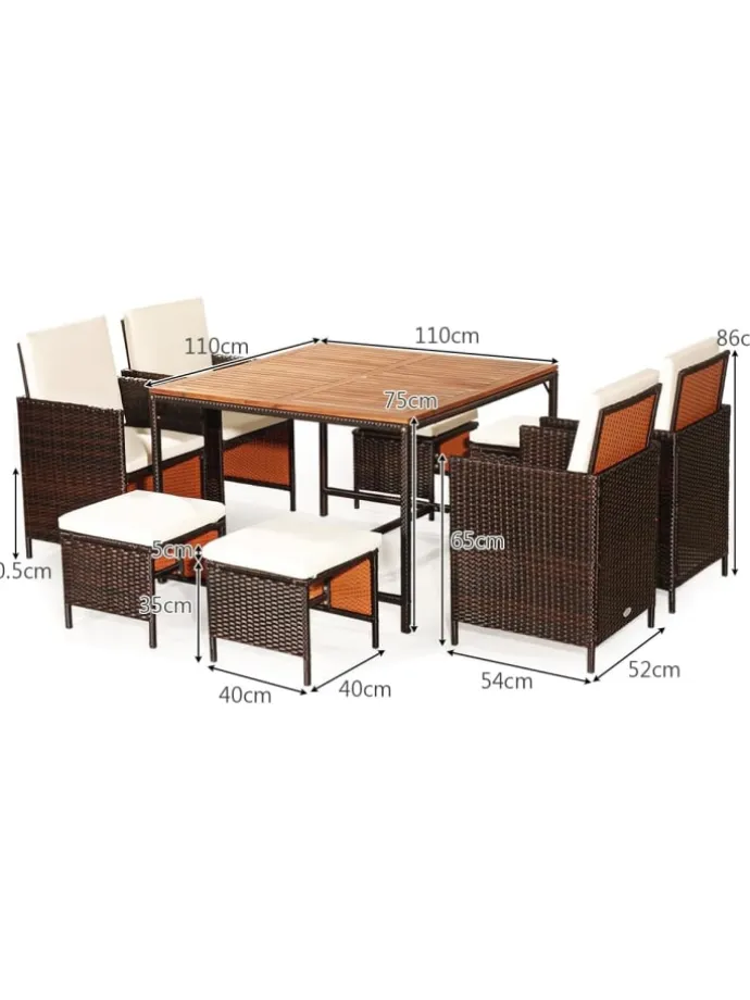 9 tlg. Polyrattan Set Rattanmöbel in Beige