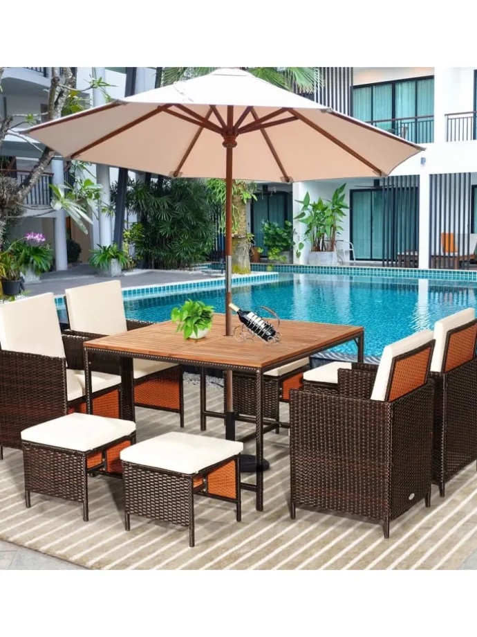 9 tlg. Polyrattan Set Rattanmöbel in Beige