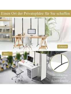 4 tlg. Raumteiler 173cm in Beige