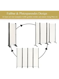 4 tlg. Raumteiler 173cm in Beige