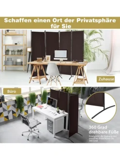 4 tlg. Raumteiler 173cm in Braun