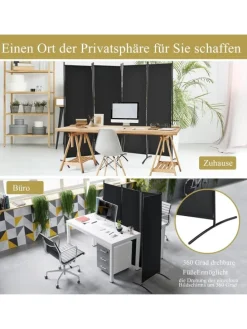 4 tlg. Raumteiler 173cm in Schwarz