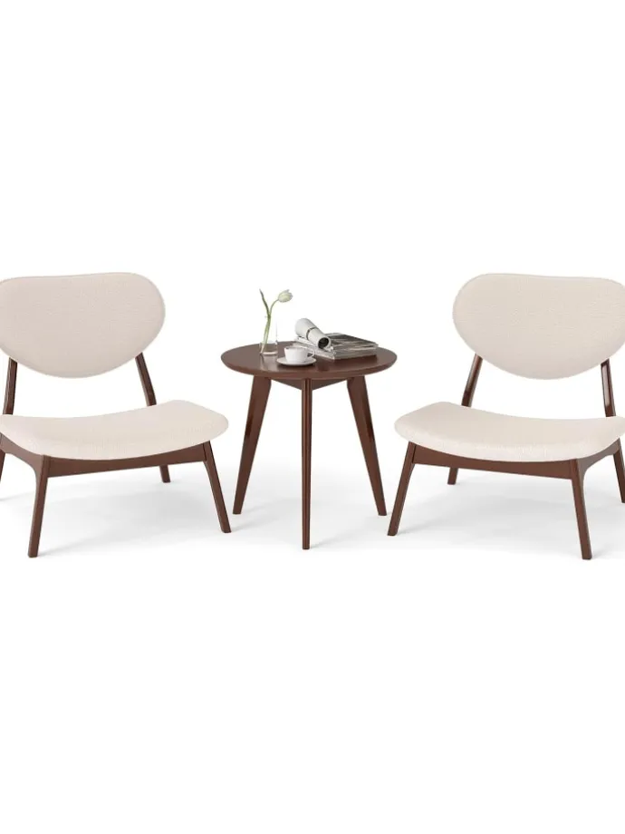 3 tlg. Sessel mit Beistelltisch in Beige