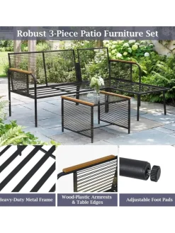 3 tlg. Sitzgarnitur Garten Outdoor in Grau