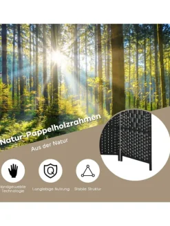 6 tlg. Trennwand Raumteiler 273 x 180 cm in Schwarz