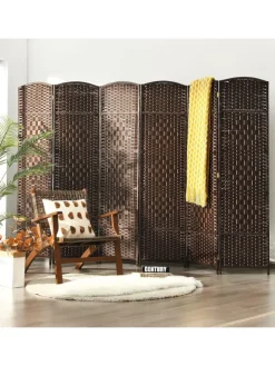 6 tlg. Trennwand Raumteiler 273 x 180 cm in Braun