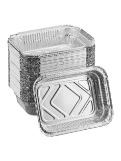 50 x Aluschalen in Silber - (B)18,5 x (H)4,5 x (T)13 cm