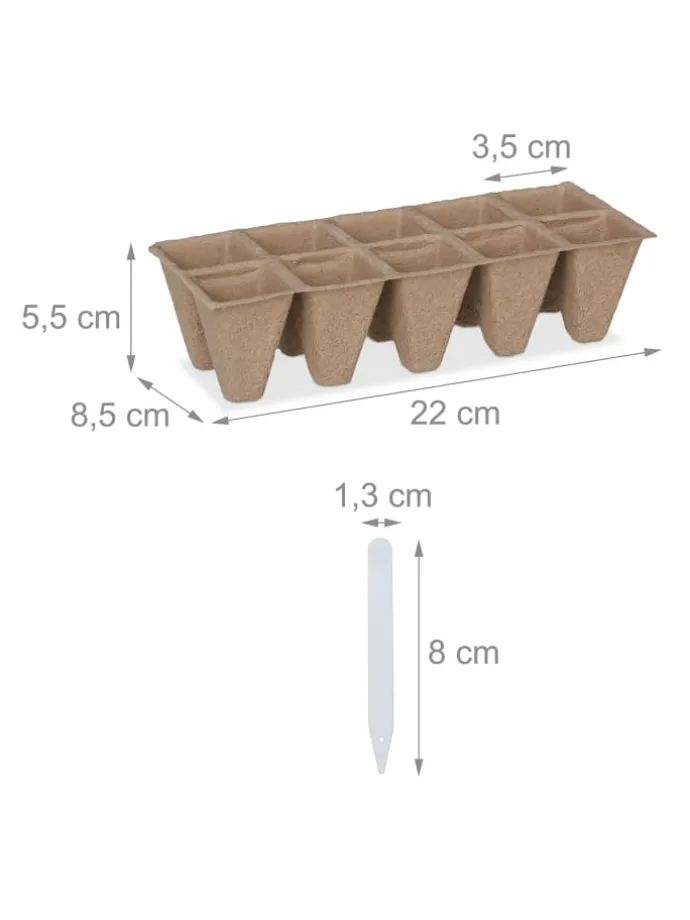 200 x Anzuchttöpfe in Braun - (B)3,5 x (H)5,5 x (T)3,5 cm