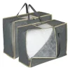 2 x Aufbewahrungstasche für Bettdecken in Grau - (B)60 x (H)25 x (T)44 cm