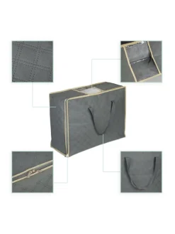 2 x Aufbewahrungstasche für Bettdecken in Grau - (B)60 x (H)25 x (T)44 cm