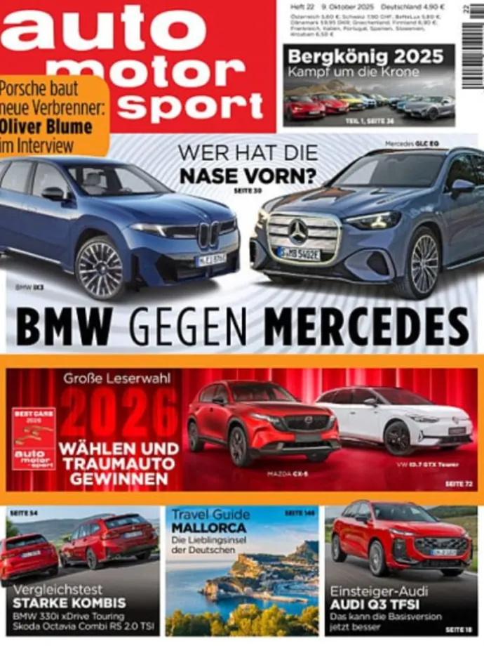 13 x AUTO MOTOR UND SPORT Zeitschrift (Gutschein für Halbjahres Abo)