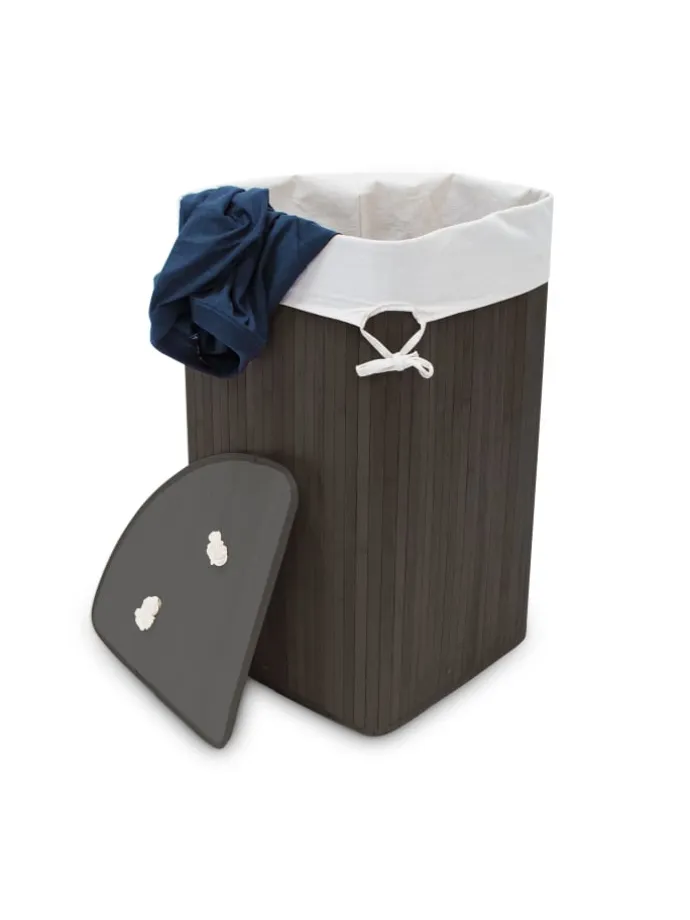 2 x Eckwäschekorb in Schwarz - (B)49,5 x (H)65 x (T)37 cm