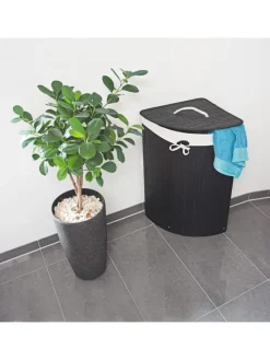 2 x Eckwäschekorb in Schwarz - (B)49,5 x (H)65 x (T)37 cm