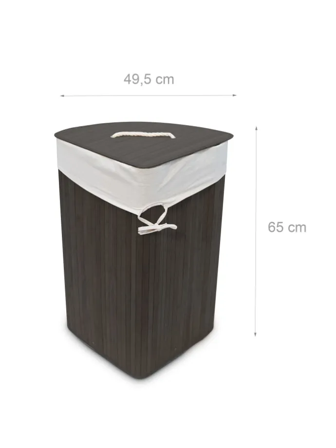 2 x Eckwäschekorb in Schwarz - (B)49,5 x (H)65 x (T)37 cm