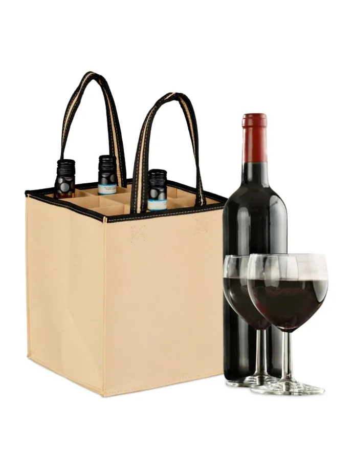 2 x Flaschentasche in Beige