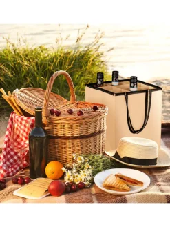 2 x Flaschentasche in Beige