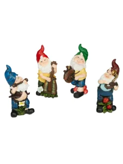 4 x Gartenzwerg "Musiker" in Bunt