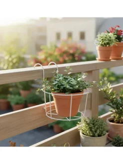 4 x Hängeblumentopf in Weiß - (B)20 x (H)21 x (T)26 cm