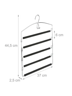 6 x Hosenbügel in Silber/Schwarz