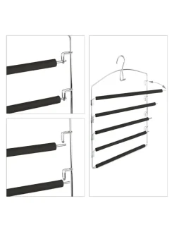 6 x Hosenbügel in Silber/Schwarz