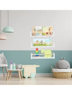 3 x Kinderregal in Weiß/ Natur - (B)50 x (H)12 x (T)18 cm