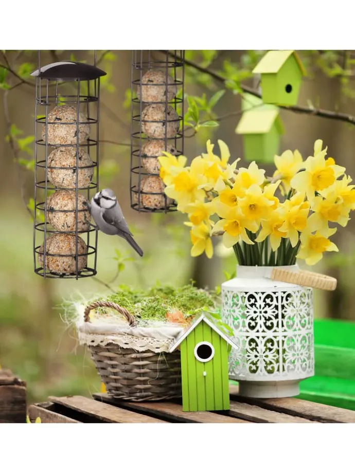 5 x Meisenknödelhalter in Grau - (H)31 x Ø 8,5 cm