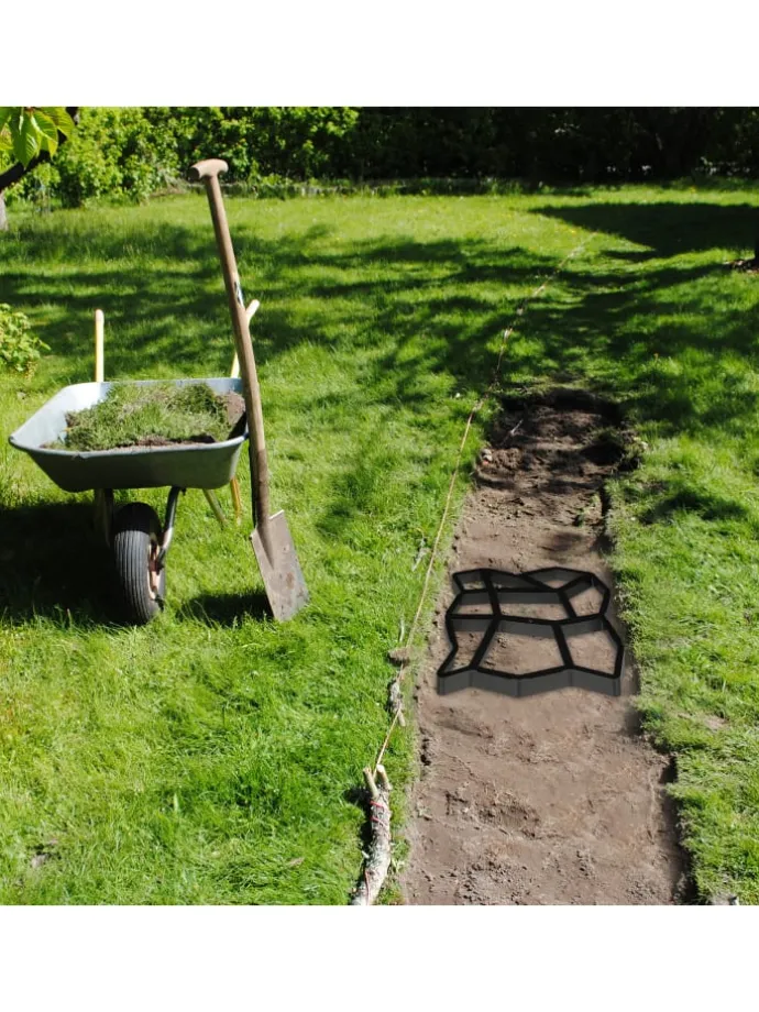 4 x Pflasterform 9 Kammern in Schwarz - (B)35 x (T)35 cm