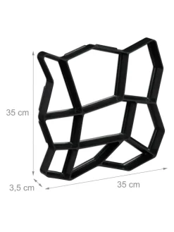 4 x Pflasterform 9 Kammern in Schwarz - (B)35 x (T)35 cm