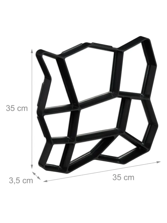 4 x Pflasterform 9 Kammern in Schwarz - (B)35 x (T)35 cm