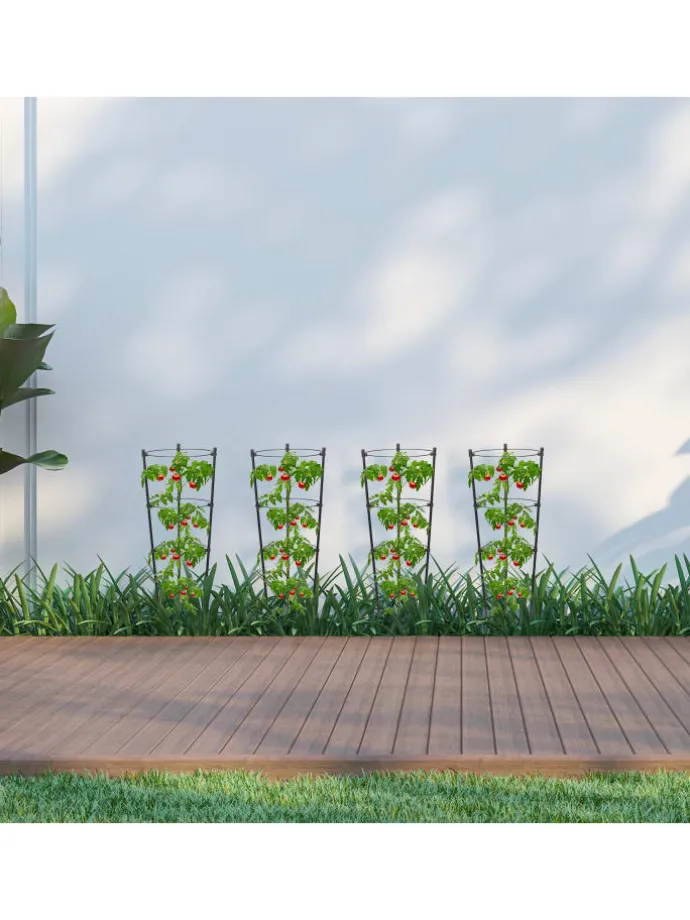 4 x Rankhilfe in Schwarz - (H)45 x Ø 22 cm