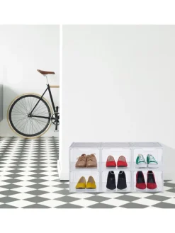 6 x Schuhboxen in Transparent - (B)25 x (H)18 x (T)34 cm