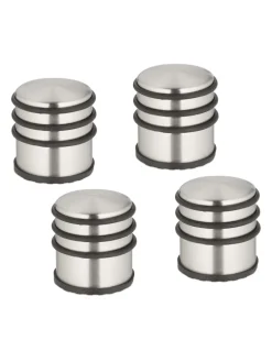 4 x Türstopper in Silber/ Schwarz - (H)7,5 x Ø 7 cm