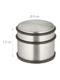 2 x Türstopper in Silber/ Schwarz - (H)7,5 x Ø 9 cm