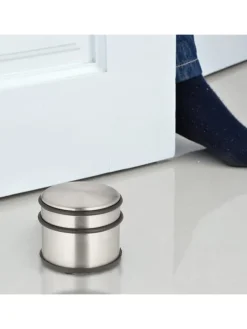 4 x Türstopper in Silber/ Schwarz - (H)7,5 x Ø 9 cm