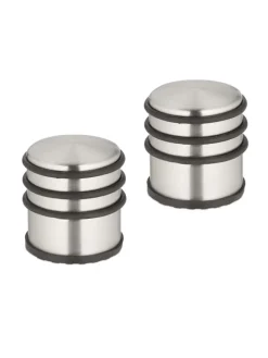 2 x Türstopper in Silber/ Schwarz - (H)7,5 x Ø 7 cm