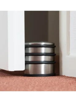 2 x Türstopper in Silber/ Schwarz - (H)7,5 x Ø 7 cm