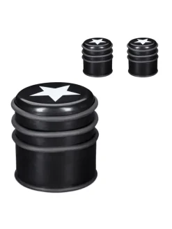 3 x Türstopper "Stern" in Schwarz/ Weiß - (H)8 x Ø7,5 cm