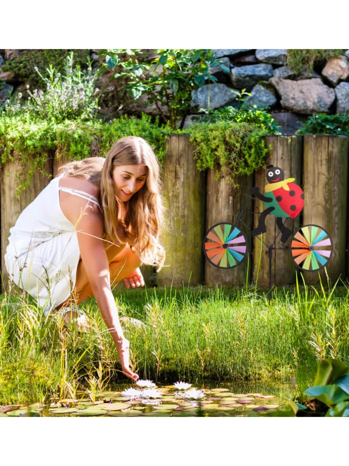 2 x Windrad "Marienkäfer" in Bunt - (B)52 x (H)75,5 x (T)4 cm