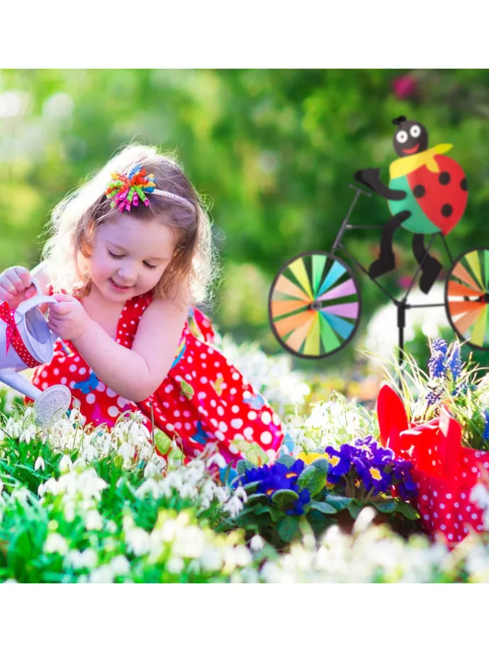 2 x Windrad "Marienkäfer" in Bunt - (B)52 x (H)75,5 x (T)4 cm