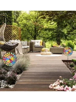 2 x Windrad "Regenbogen" in Bunt - (B)35 x (H)72 x (T)15 cm