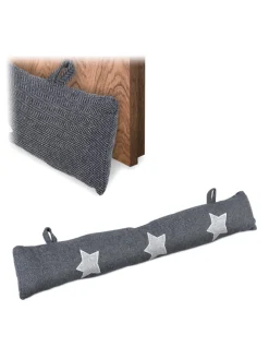 2 x Zugluftstopper "Stern" in Grau - 76 cm