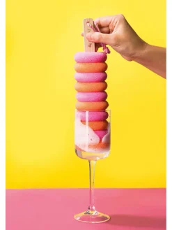 Abwaschschwamm ''Crazy Curls'' in Orange/ Rosa - (B)6 x (H)26 x (T)6 cm