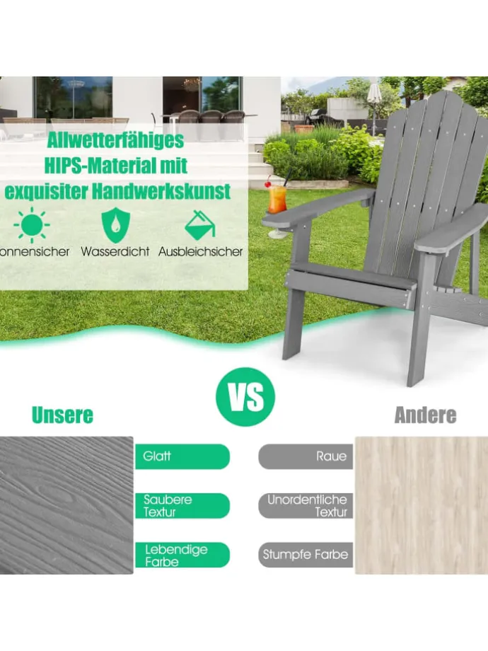 Adirondack Stuhl bis zu 170kg in Grau