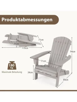 Adirondack Stuhl klappbar in Grau
