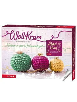 Adventskalender - Wollkram - gefüllt, Häkelnadeln, Wolle, Anleitung in Bunt