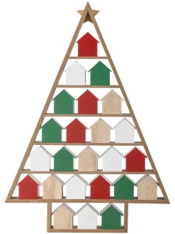 Adventskalender ''Calvin'' in Beige/ Rot/ Grün - (B)44 x (H)61,5 x (T)6 cm