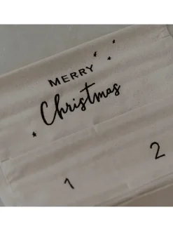 Adventskalender "Merry Christmas" in Weiß - (L)180 x (B)30 cm