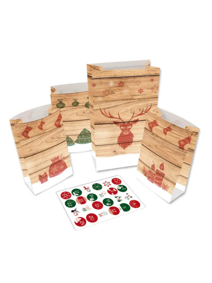 Adventskalender zum Befüllen - 24 Adventstütchen - Hygge-Style - in Bunt